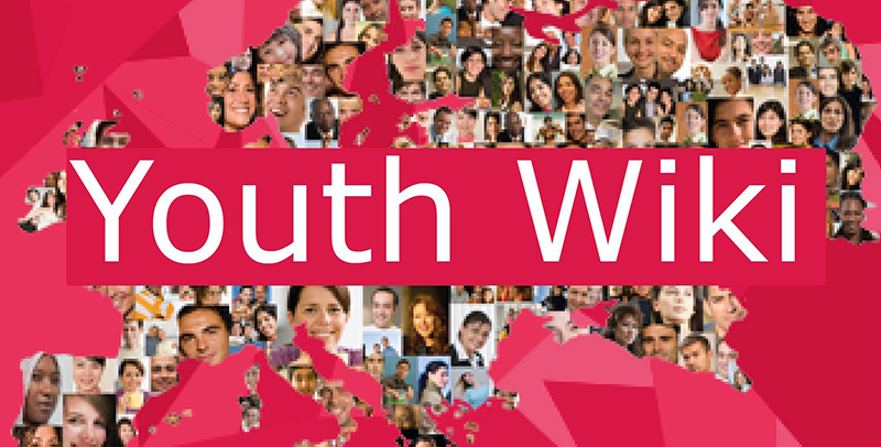Bildcollage in rot mit vielen gesichertn und Schriftzug "Youth Wiki"