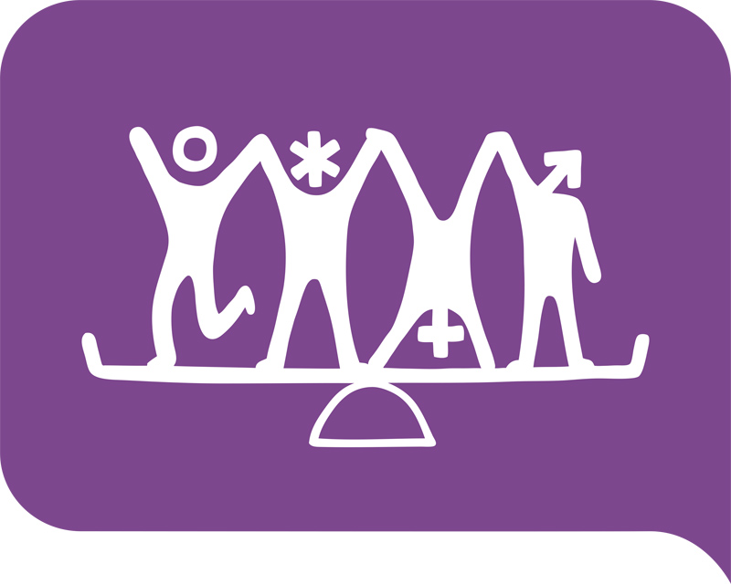 Illustration Youth Goal 2 - stilisierte Menschen auf violettem Hintergrund